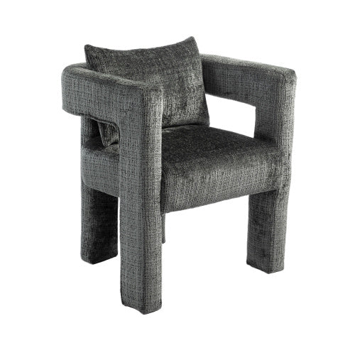 GOMYWAY Modern Chenille Lounge Chair With A Unique Hollow Armrest Design, With Comfortable Cushions And Pillows, Suitable For Living Rooms, Dining Rooms, Bedrooms And Offices Dark Gray,set Of 2