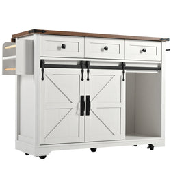 Kitchen Island, Serving Cart With Extendable Worktop, Kitchen Cart On Wheels, Kitchen Cabinet With 2 Sliding Doors And 3 Drawers, Dining Cart With Wood Grain, Kitchen Cabinet
