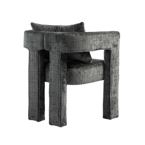 GOMYWAY Modern Chenille Lounge Chair With A Unique Hollow Armrest Design, With Comfortable Cushions And Pillows, Suitable For Living Rooms, Dining Rooms, Bedrooms And Offices Dark Gray,set Of 2