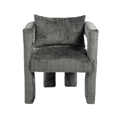 GOMYWAY Modern Chenille Lounge Chair With A Unique Hollow Armrest Design, With Comfortable Cushions And Pillows, Suitable For Living Rooms, Dining Rooms, Bedrooms And Offices Dark Gray,set Of 2