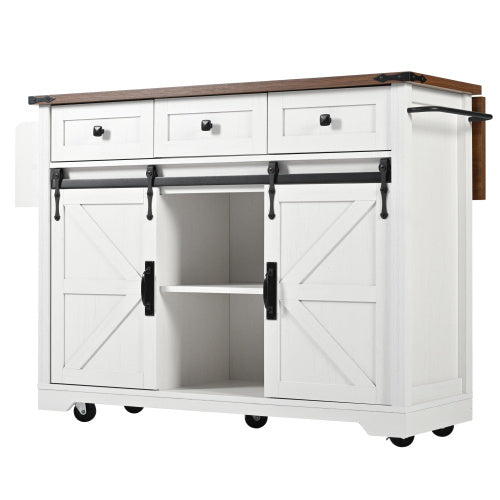 Kitchen Island, Serving Cart With Extendable Worktop, Kitchen Cart On Wheels, Kitchen Cabinet With 2 Sliding Doors And 3 Drawers, Dining Cart With Wood Grain, Kitchen Cabinet