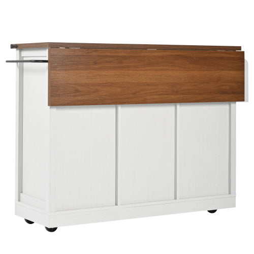 Kitchen Island, Serving Cart With Extendable Worktop, Kitchen Cart On Wheels, Kitchen Cabinet With 2 Sliding Doors And 3 Drawers, Dining Cart With Wood Grain, Kitchen Cabinet